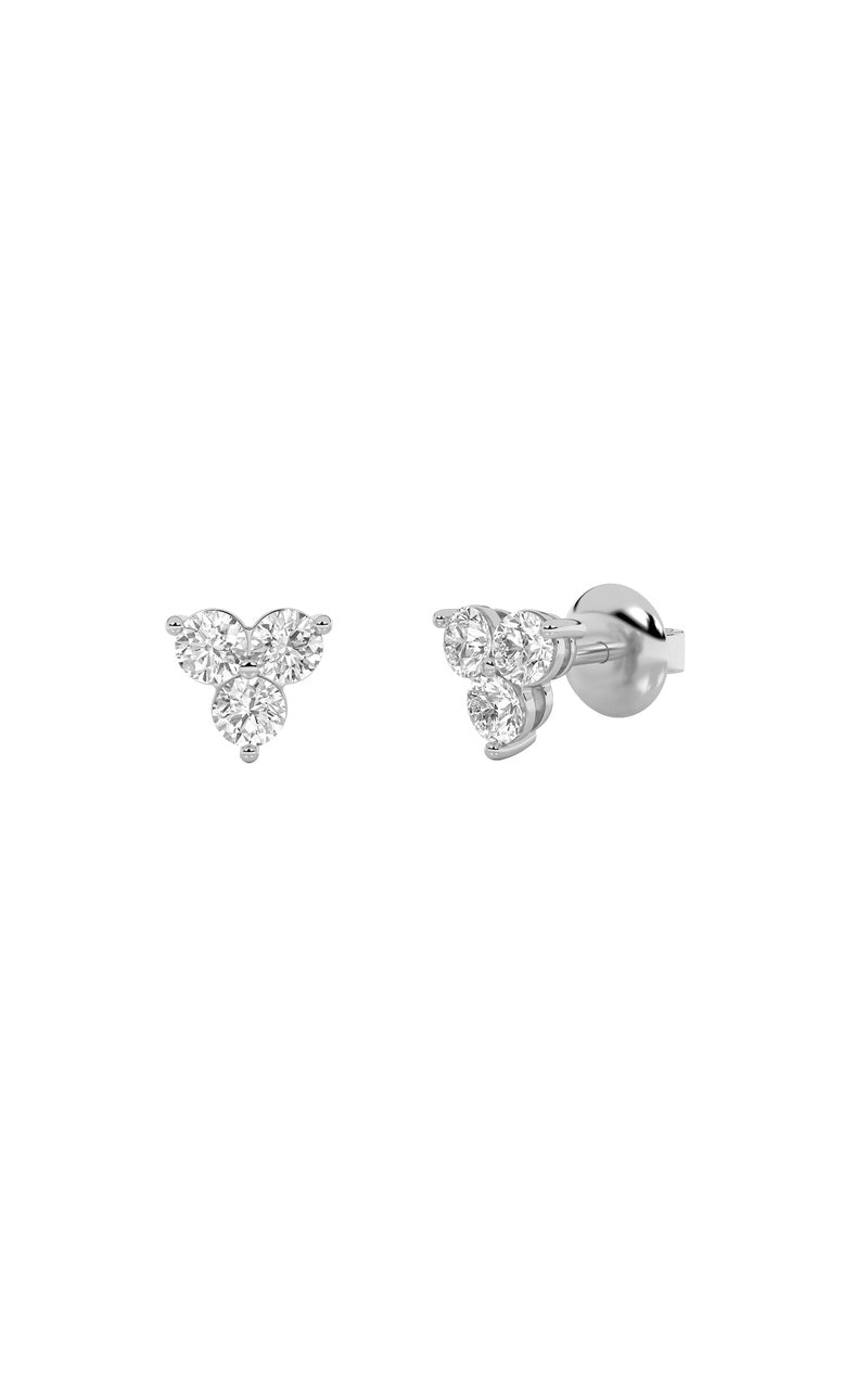 1.5CTW Round Shaped Lab Grown Diamond (F/VS) Three Stone Earrings in 14K Gold