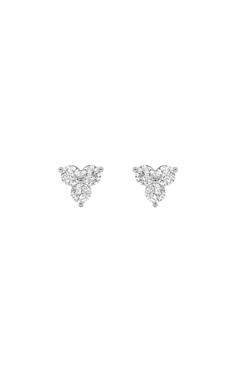 1.5CTW Round Shaped Lab Grown Diamond (F/VS) Three Stone Earrings in 14K Gold