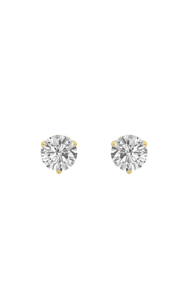 4CTW Round Shaped Lab Grown Diamond (F/VS) Stud Earrings in 14K Gold