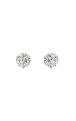 Load image into Gallery viewer, 4CTW Round Shaped Lab Grown Diamond (F/VS) Stud Earrings in 14K Gold

