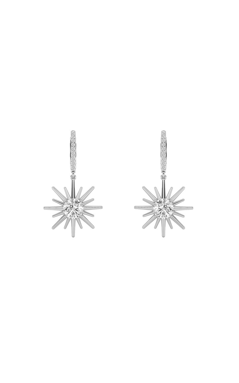 2CTW Round Shaped Lab Grown Diamond (F/VS) Dangle Earrings in 14K Gold