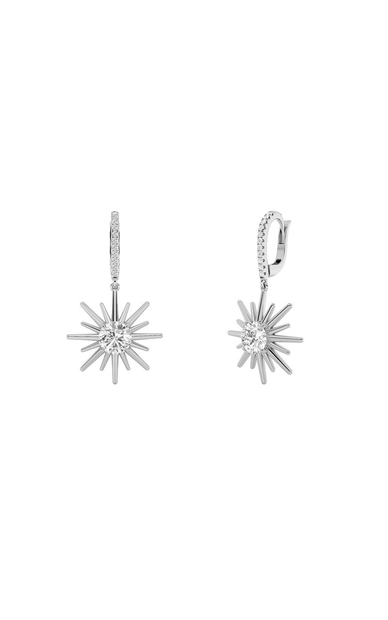 2CTW Round Shaped Lab Grown Diamond (F/VS) Dangle Earrings in 14K Gold
