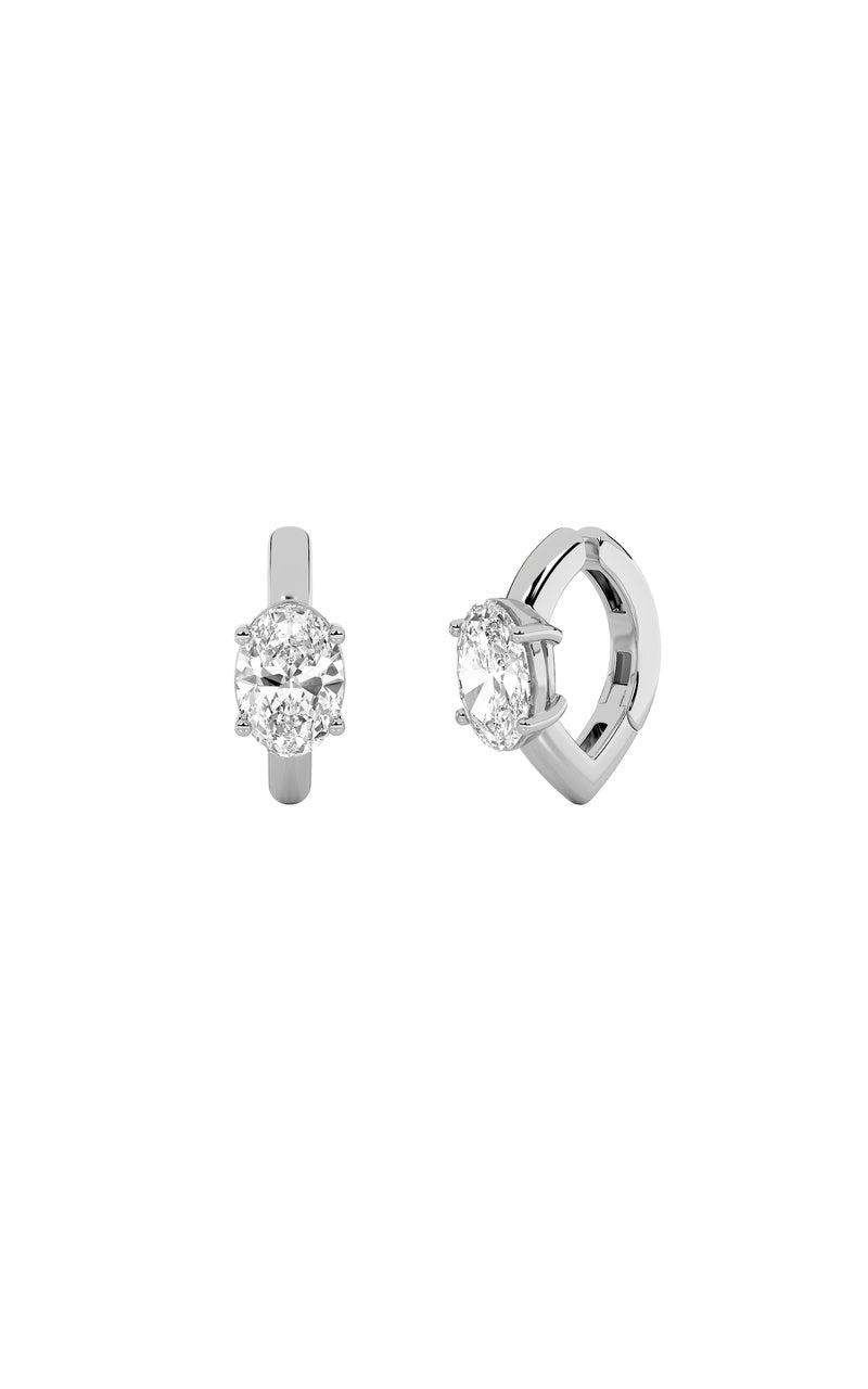 0.5CTW Oval Shaped Lab Grown Diamond (F/VS) Huggie Cuff Half Pair Earrings in 14K Gold