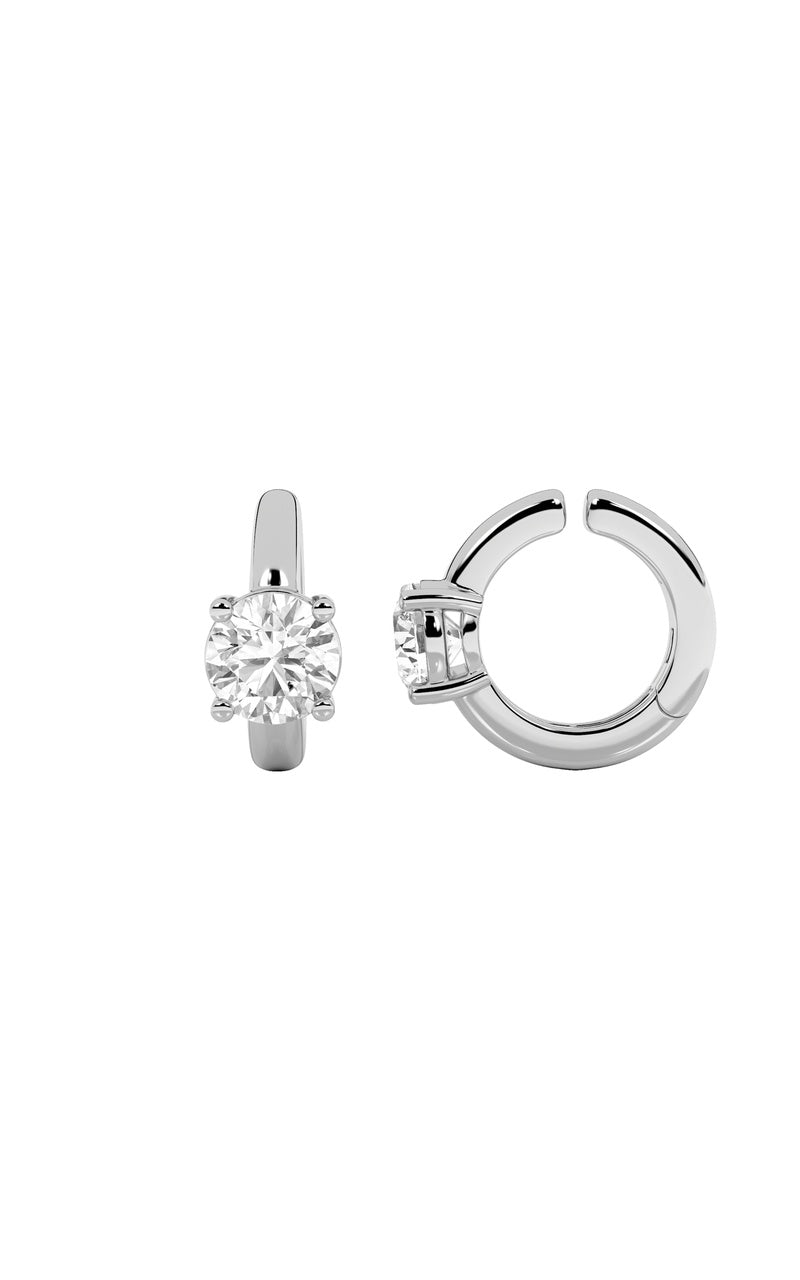 0.25CTW Round Shaped Lab Grown Diamond (F/VS) Huggie Cuff Half Pair Earrings in 14K Gold