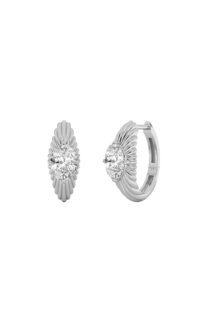 2CTW Oval Shaped Lab Grown Diamond (F/VS) Huggie Earrings in 14K Gold
