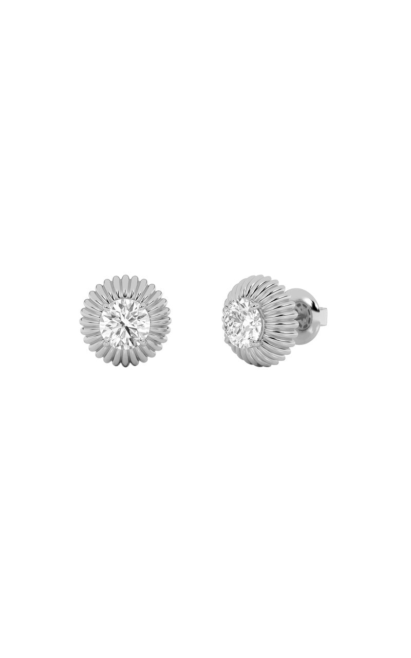 2CTW Round Shaped Lab Grown Diamond (F/VS) Vintage Inspired Stud Earrings in 14K Gold