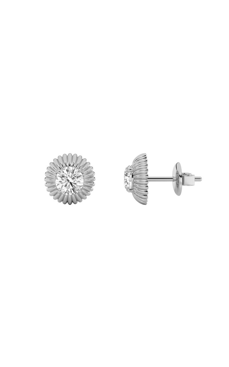2CTW Round Shaped Lab Grown Diamond (F/VS) Vintage Inspired Stud Earrings in 14K Gold