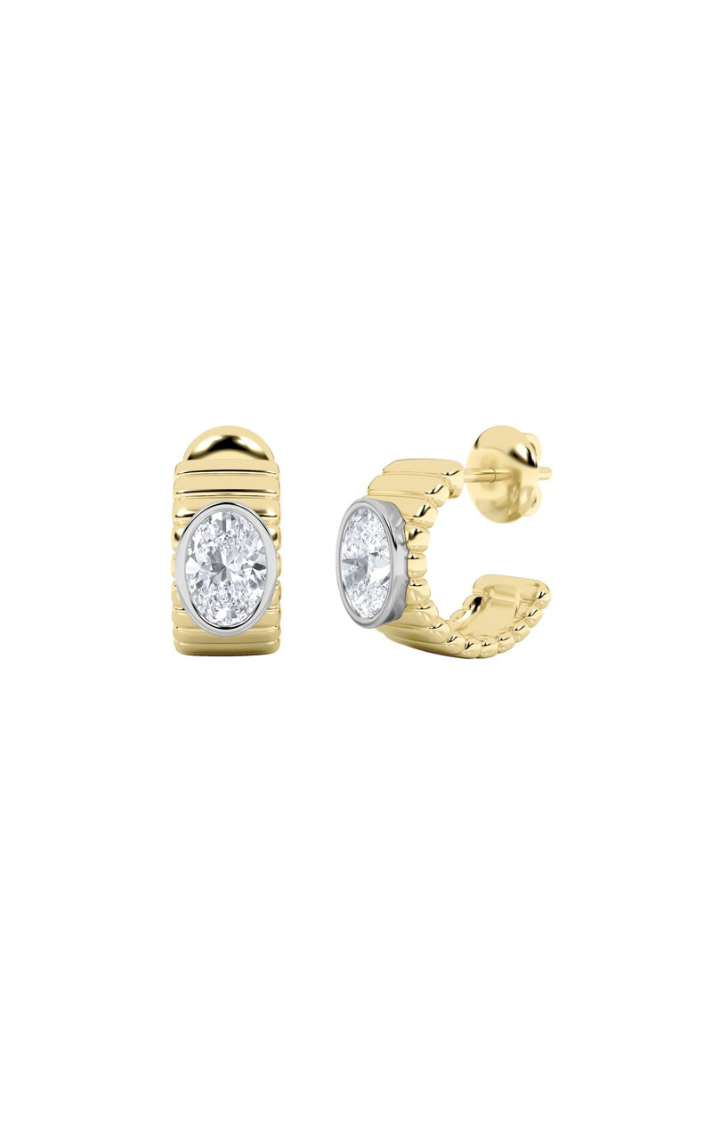 2CTW Oval Shaped Lab Grown Diamond (F/VS) Fashion Earrings in 14K Gold