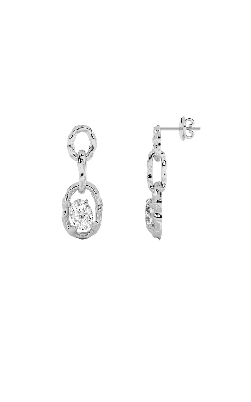 2CTW Oval Shaped Lab Grown Diamond (G/VS) Earrings in 14K Gold