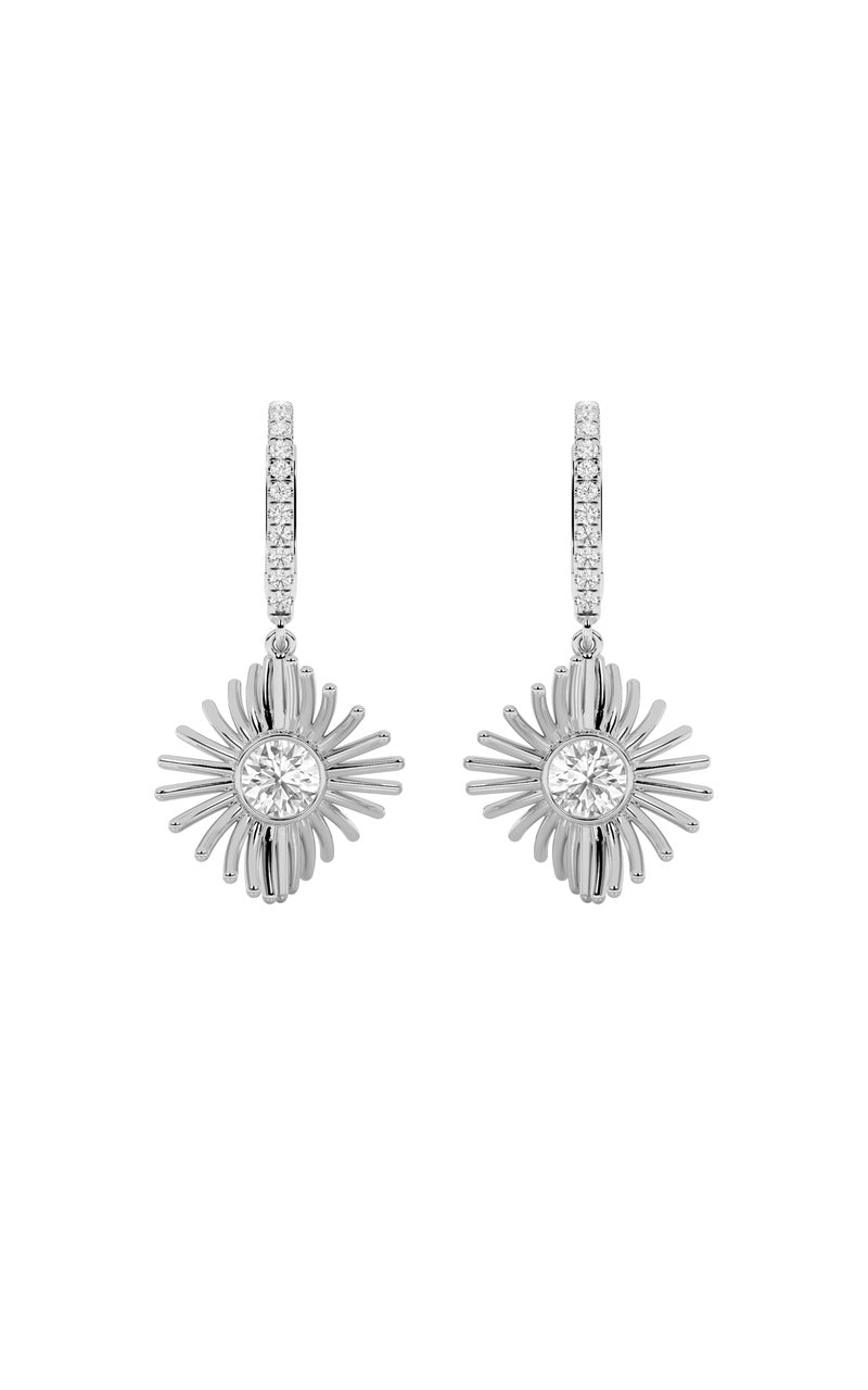 1CTW Round Shaped Lab Grown Diamond (F/VS) Dangle Fashion Earrings in 14K Gold