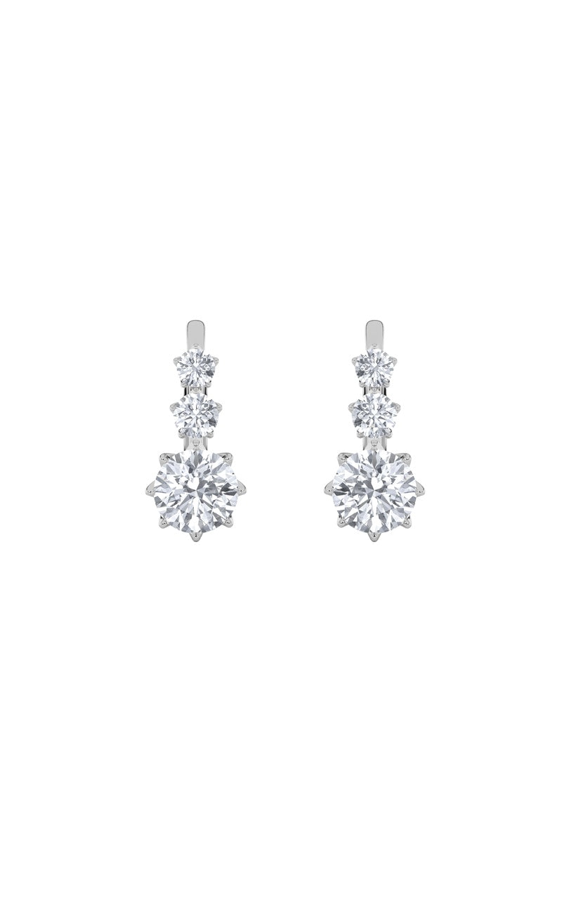 2.5CTW Round Shaped Lab Grown Diamond (F/VS) Antique Design Earrings in 14K Gold