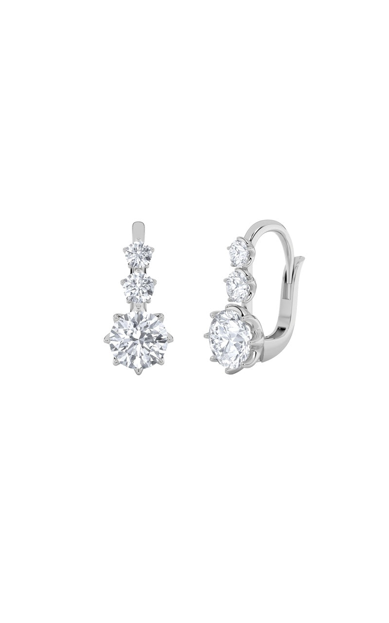 2.5CTW Round Shaped Lab Grown Diamond (F/VS) Antique Design Earrings in 14K Gold