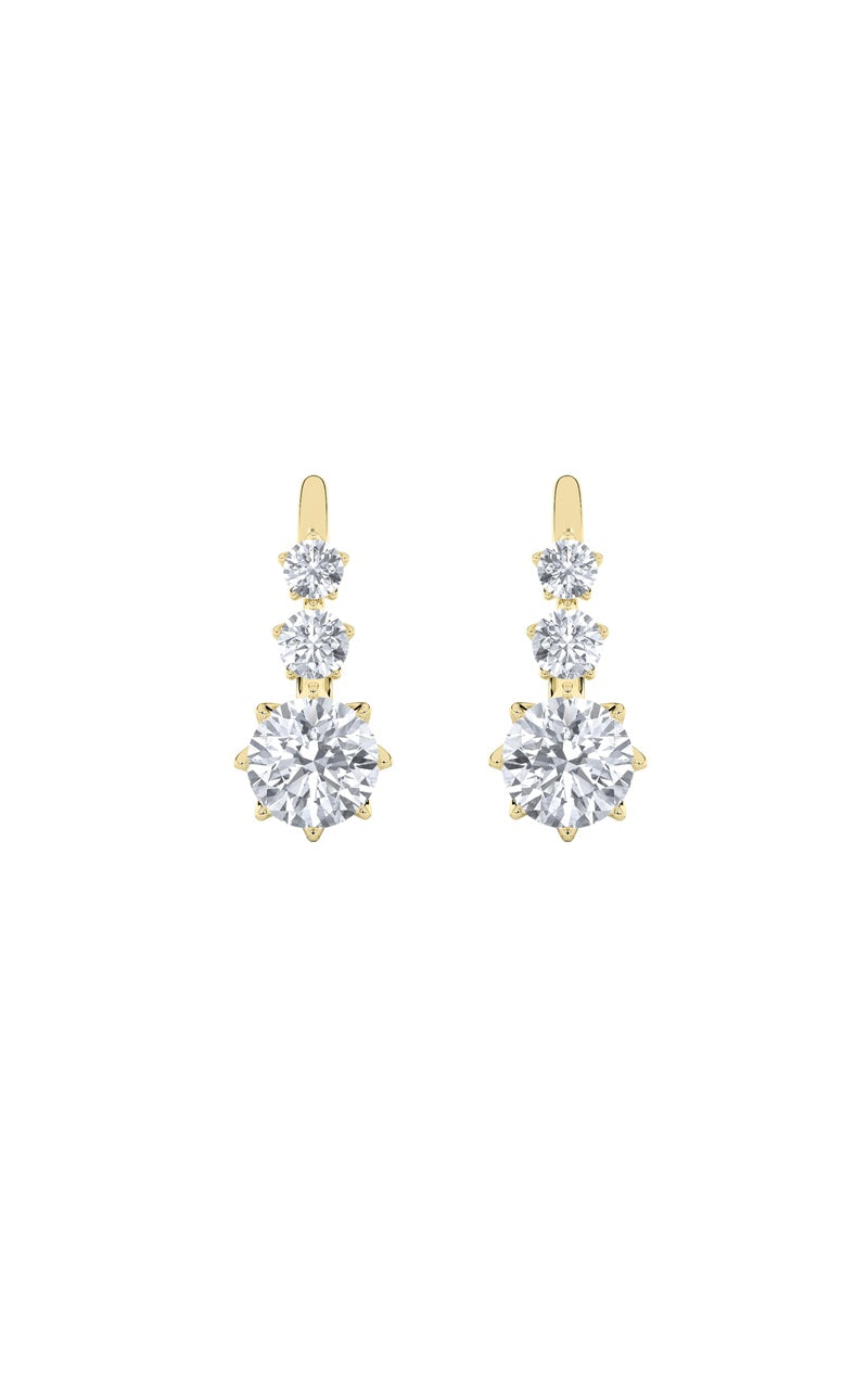 2.5CTW Round Shaped Lab Grown Diamond (F/VS) Antique Design Earrings in 14K Gold