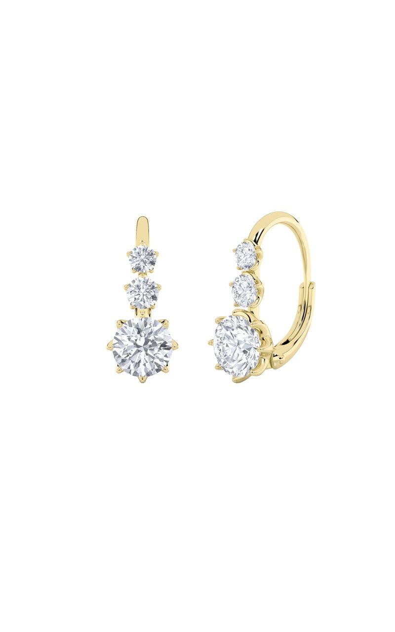 2.5CTW Round Shaped Lab Grown Diamond (F/VS) Antique Design Earrings in 14K Gold