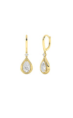 Load image into Gallery viewer, 2CTW Pear Shaped Lab Grown Diamond (F/VS) Dangle Earrings in 14K Gold
