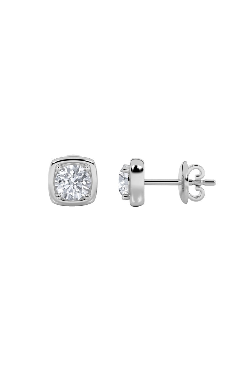 2CTW Round Shaped Lab Grown Diamond (F/VS) Stud Earrings in 14K Gold