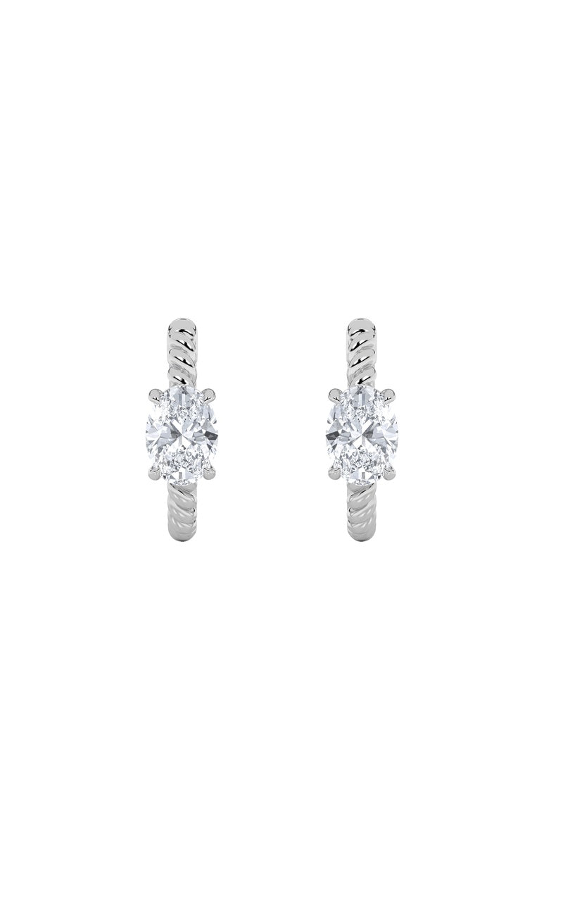 1CTW Oval Shaped Lab Grown Diamond (F/VS) Hoop Earrings in 14K Gold