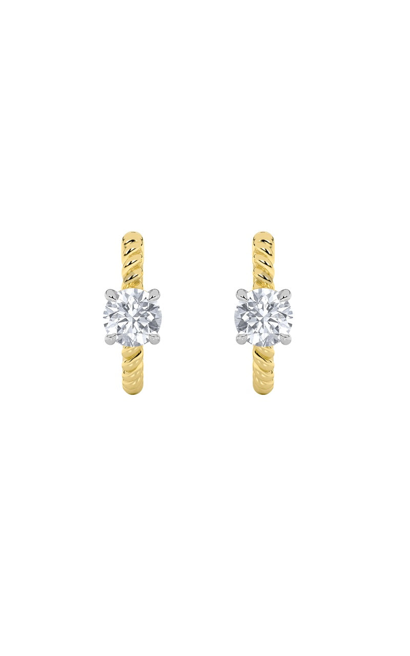 1CTW Round Shaped Lab Grown Diamond (F/VS) Accented Hoop Earrings in 14K Gold