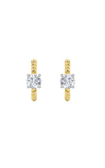 Load image into Gallery viewer, 1CTW Round Shaped Lab Grown Diamond (F/VS) Accented Hoop Earrings in 14K Gold
