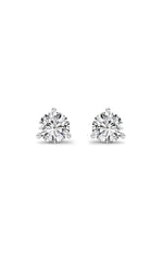 Load image into Gallery viewer, 0.75CTW Round Shaped Lab Grown Diamond (G/VS) Three Prong Martini Stud Earrings in 14K White Gold
