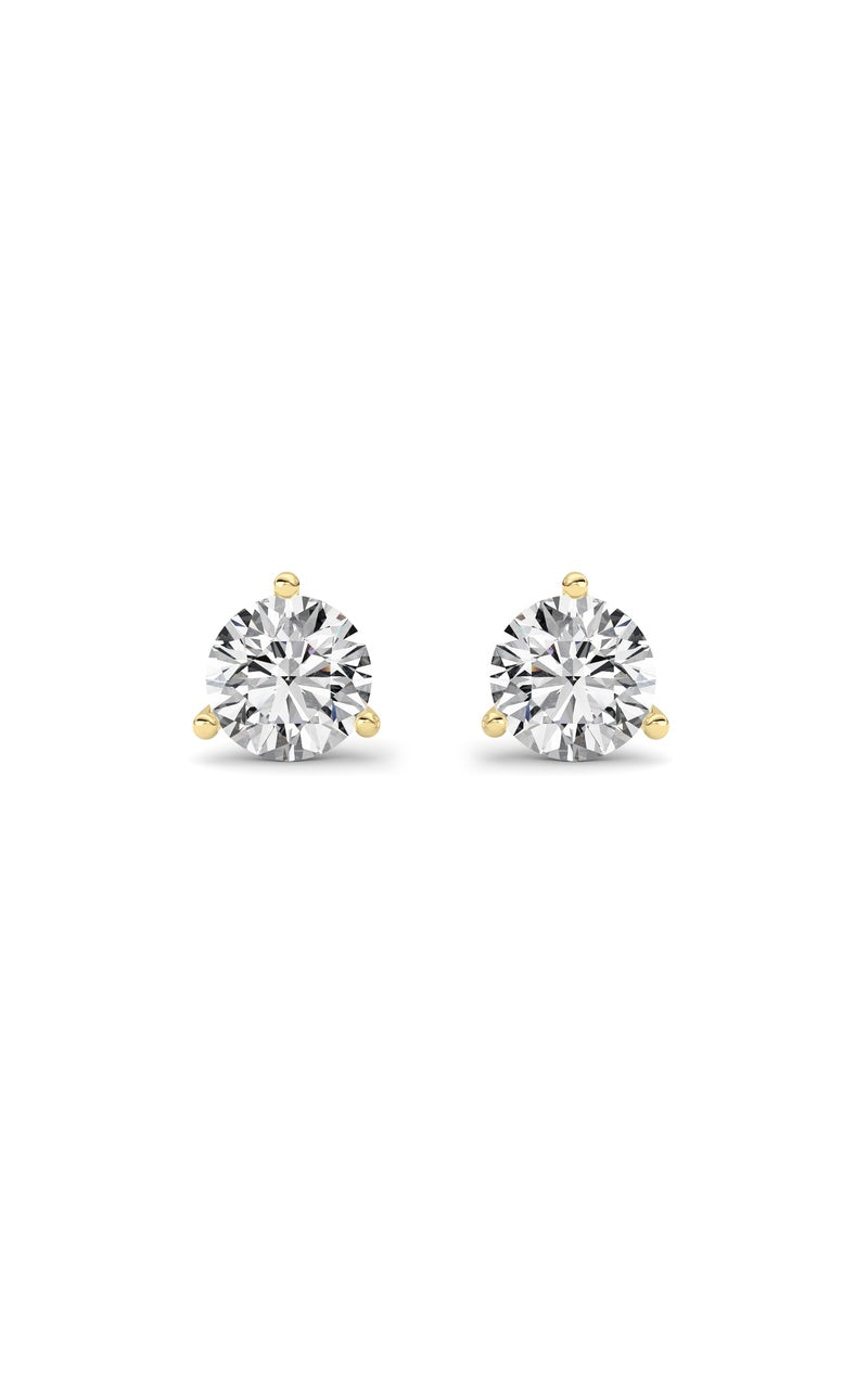 0.75CTW Round Shaped Lab Grown Diamond (G/VS) Three Prong Martini Stud Earrings in 14K White Gold