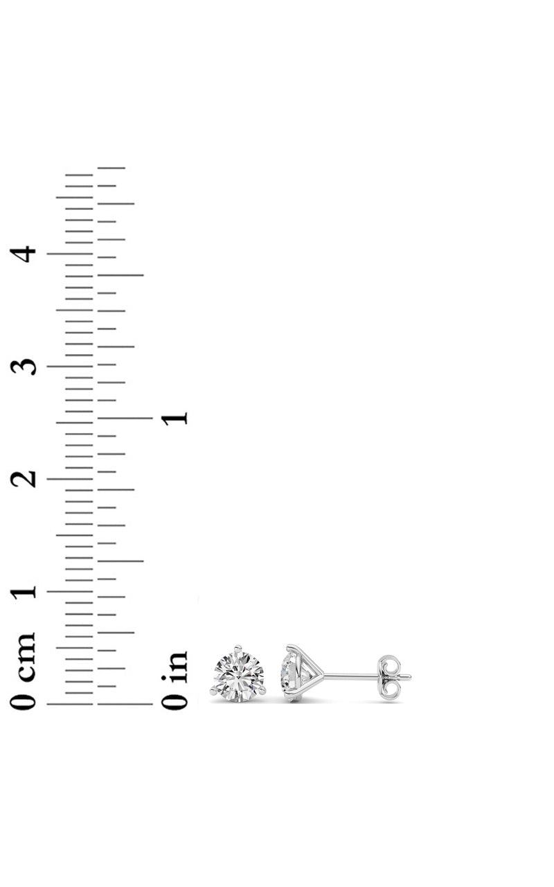 1CTW Round Shaped Lab Grown Diamond (G/VS) Three Prong Martini Stud Earrings in 14K White Gold