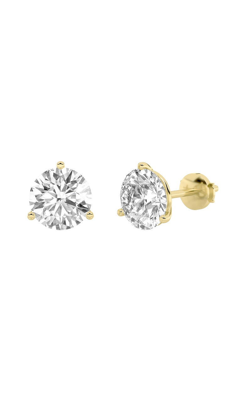2.5CTW Round Shaped Lab Grown Diamond (G/VS) Three Prong Martini Stud Earrings in 14K White Gold