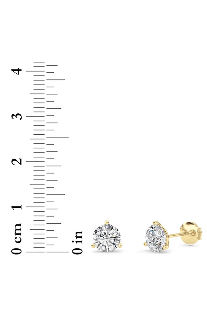 2.5CTW Round Shaped Lab Grown Diamond (G/VS) Three Prong Martini Stud Earrings in 14K White Gold