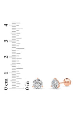 Load image into Gallery viewer, 2.5CTW Round Shaped Lab Grown Diamond (G/VS) Three Prong Martini Stud Earrings in 14K White Gold
