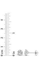 Load image into Gallery viewer, 3CTW Round Shaped Lab Grown Diamond (G/VS) Three Prong Martini Stud Earrings in 14K White Gold
