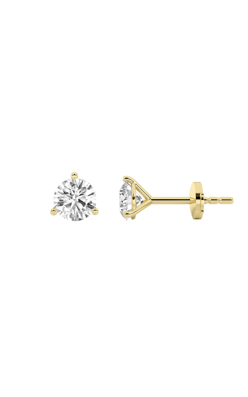 3.5CTW Round Shaped Lab Grown Diamond (G/VS) Three Prong Martini Stud Earrings in 14K White Gold