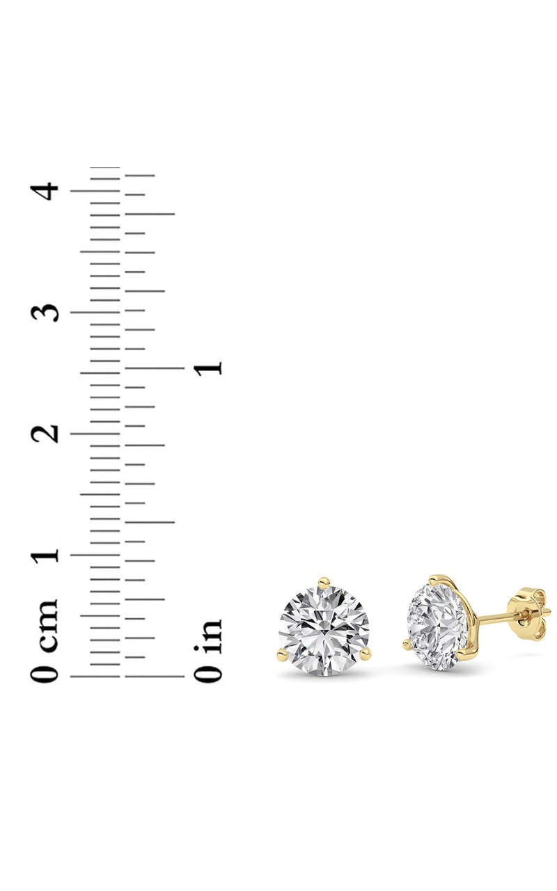 4CTW Round Shaped Lab Grown Diamond (G/VS) Three Prong Martini Stud Earrings in 14K White Gold