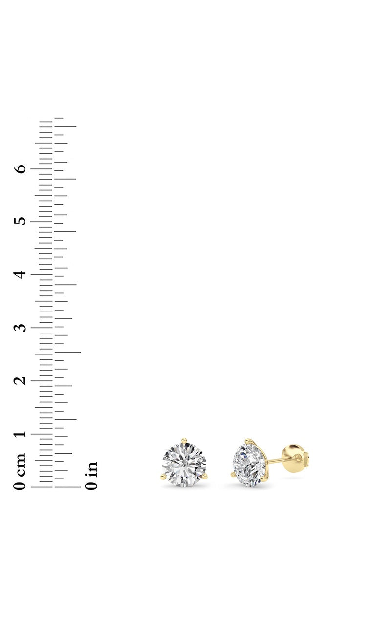 4.5CTW Round Shaped Lab Grown Diamond (G/VS) Three Prong Martini Stud Earrings in 14K White Gold