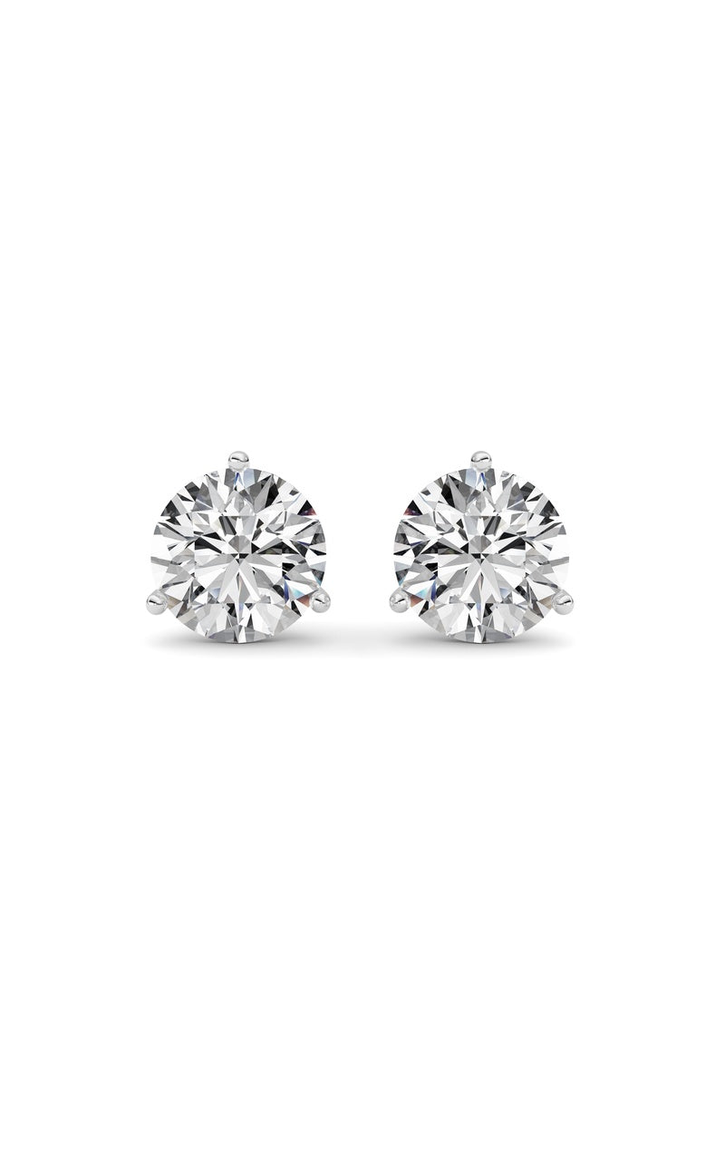 5.5CTW Round Shaped Lab Grown Diamond (G/VS) Three Prong Martini Stud Earrings in 14K White Gold