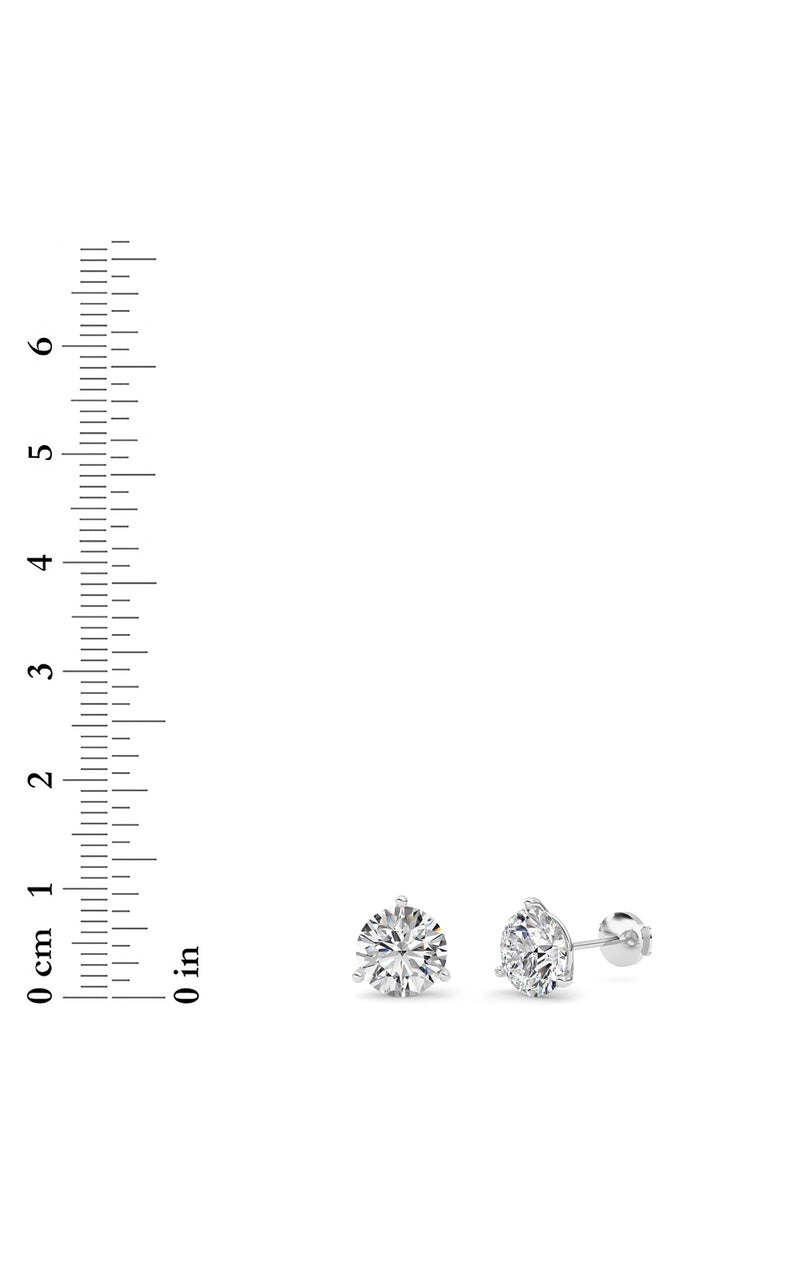 5.5CTW Round Shaped Lab Grown Diamond (G/VS) Three Prong Martini Stud Earrings in 14K White Gold