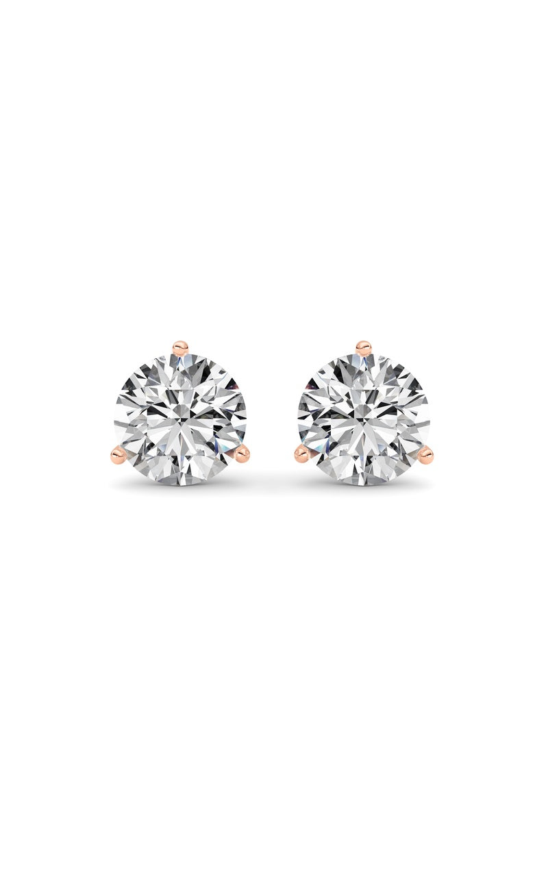 5.5CTW Round Shaped Lab Grown Diamond (G/VS) Three Prong Martini Stud Earrings in 14K White Gold