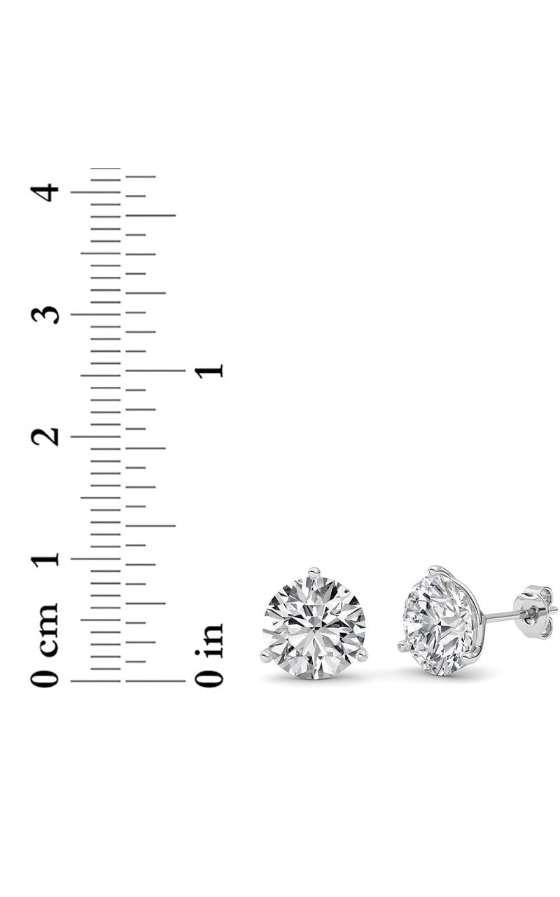 6CTW Round Shaped Lab Grown Diamond (G/VS) Three Prong Martini Stud Earrings in 14K White Gold