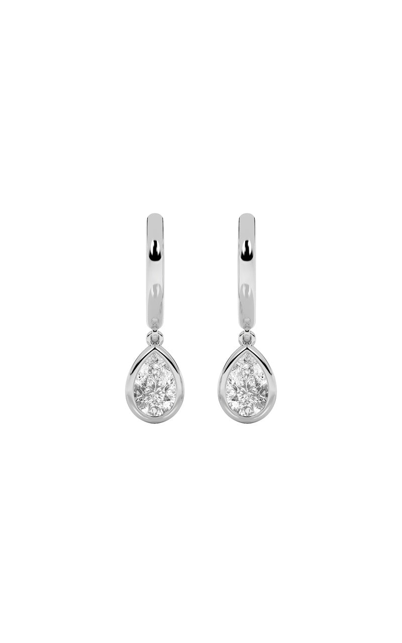 1CTW Pear Shaped Lab Grown Diamond (F/VS) Dangle Earrings in 14K Gold