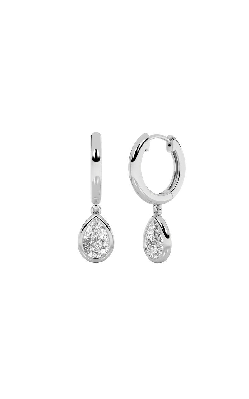 1CTW Pear Shaped Lab Grown Diamond (F/VS) Dangle Earrings in 14K Gold