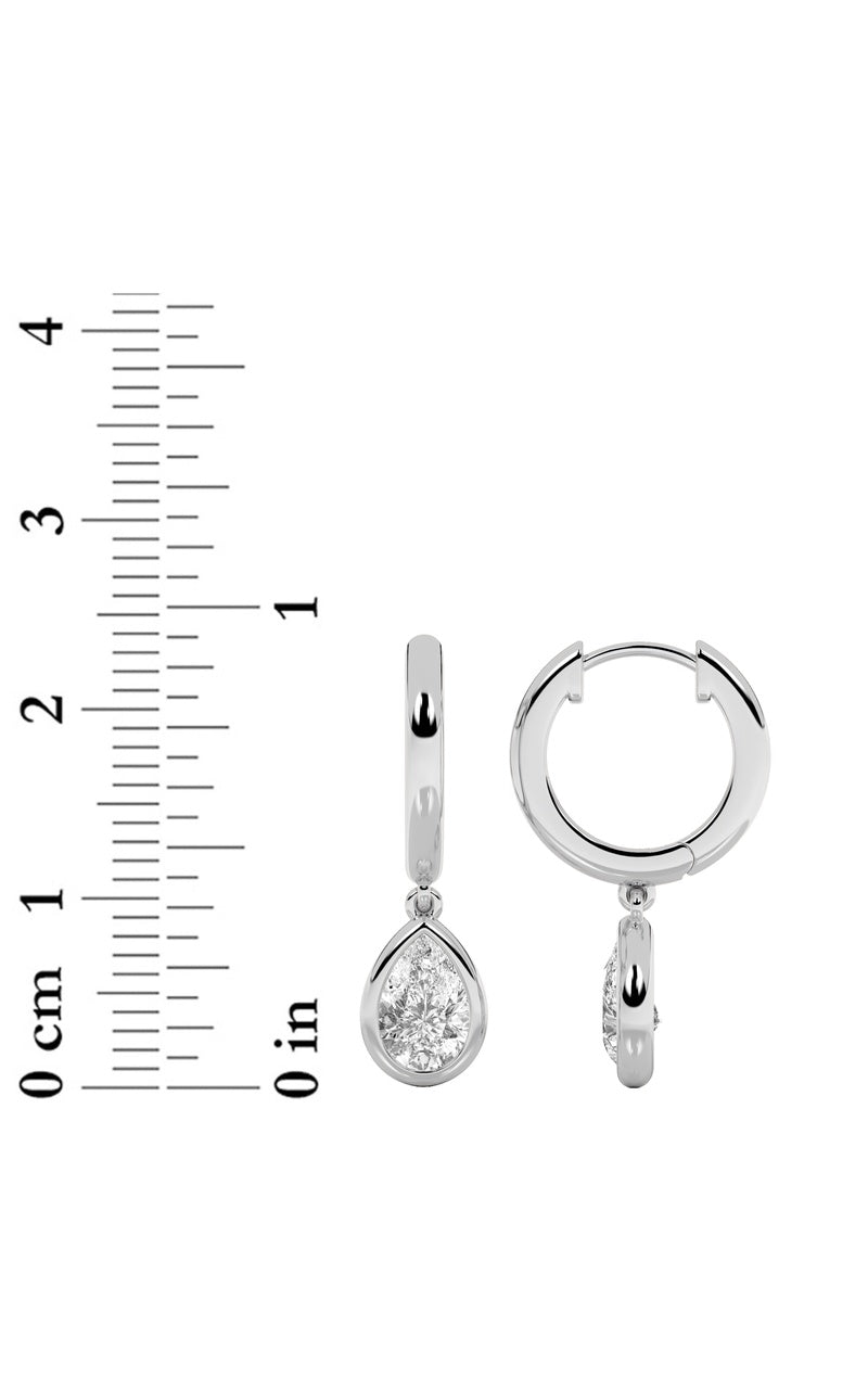 1CTW Pear Shaped Lab Grown Diamond (F/VS) Dangle Earrings in 14K Gold