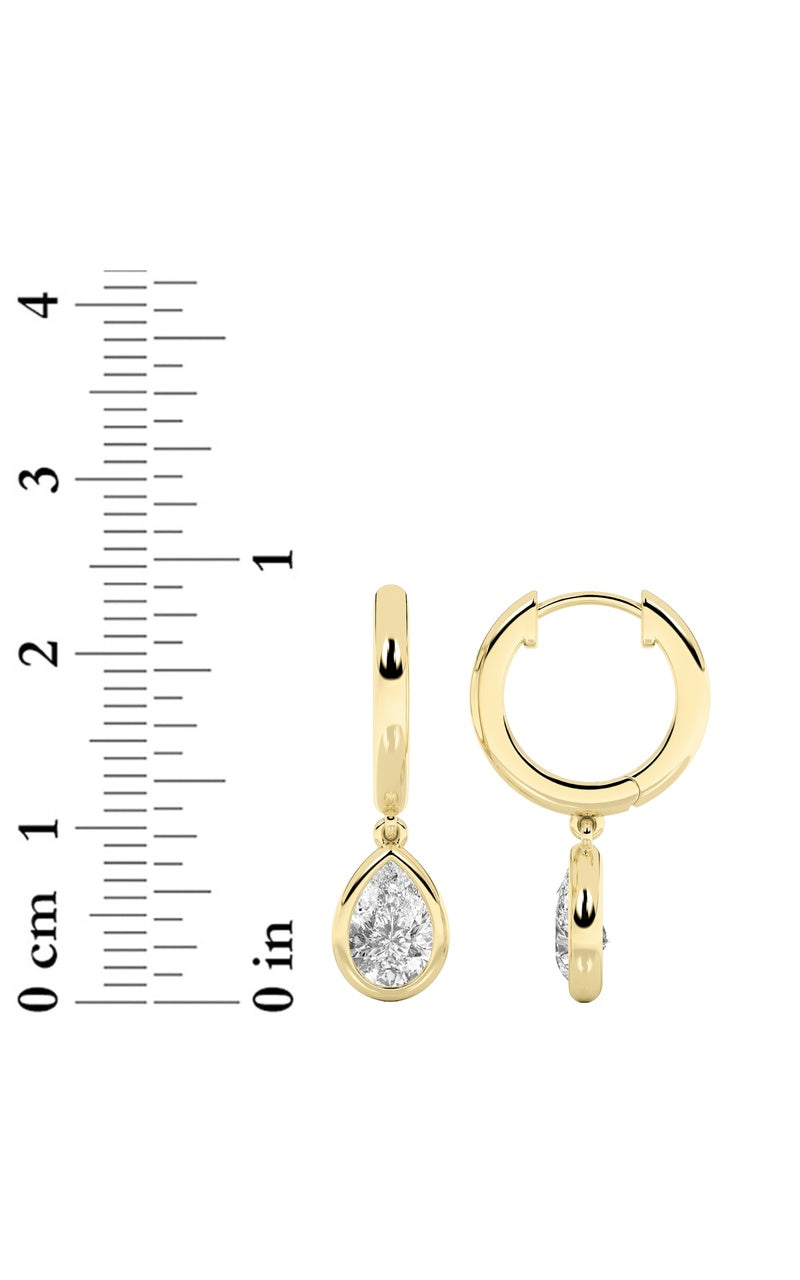 1CTW Pear Shaped Lab Grown Diamond (F/VS) Dangle Earrings in 14K Gold