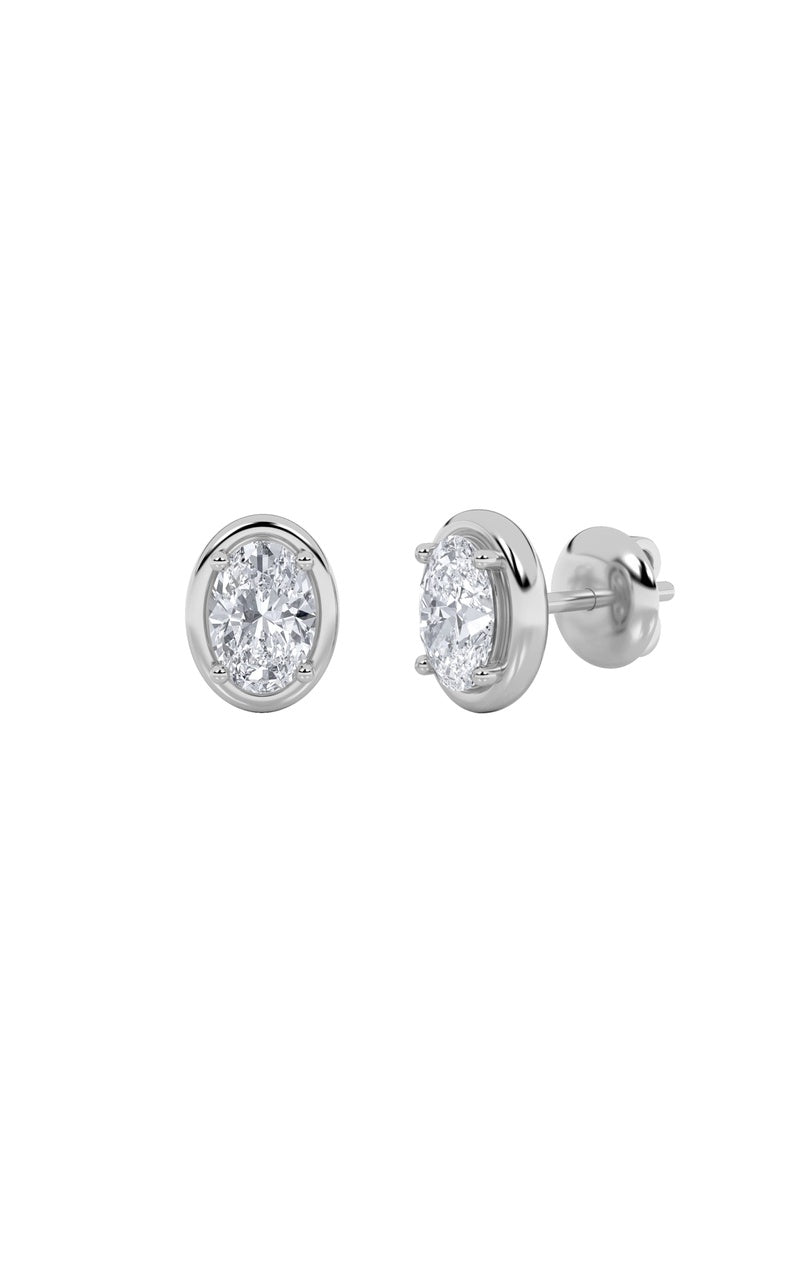 2CTW Oval Shaped Lab Grown Diamond (F/VS) Stud Earrings in 14K Gold