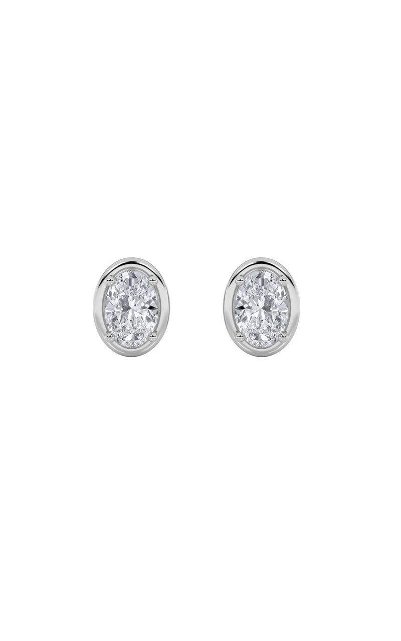 2CTW Oval Shaped Lab Grown Diamond (F/VS) Stud Earrings in 14K Gold