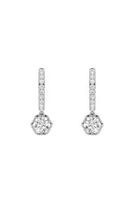 Load image into Gallery viewer, 2.5CTW Round Shaped Lab Grown Diamond (F/VS) Dangle Hoop Earrings in 14K Gold
