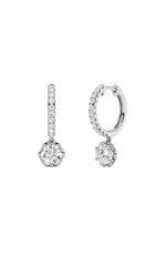 Load image into Gallery viewer, 2.5CTW Round Shaped Lab Grown Diamond (F/VS) Dangle Hoop Earrings in 14K Gold
