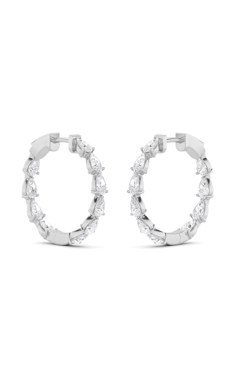 4CTW Pear Shaped Lab Grown Diamond (F/VS) Inside Out Hoop Earrings in 14K Gold