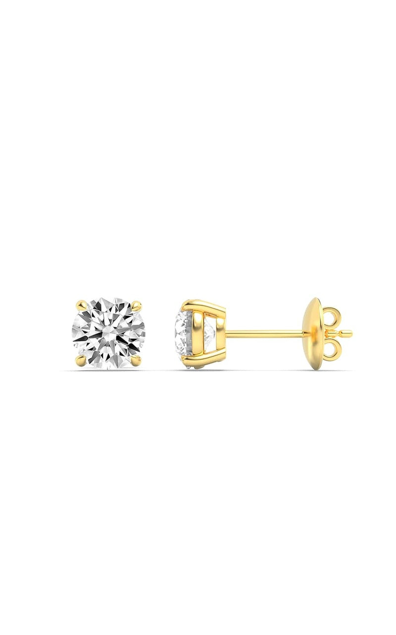 1CTW Round Shaped Lab Grown Diamond 4 Prong Stud Earrings in 14K Gold (F/VS)