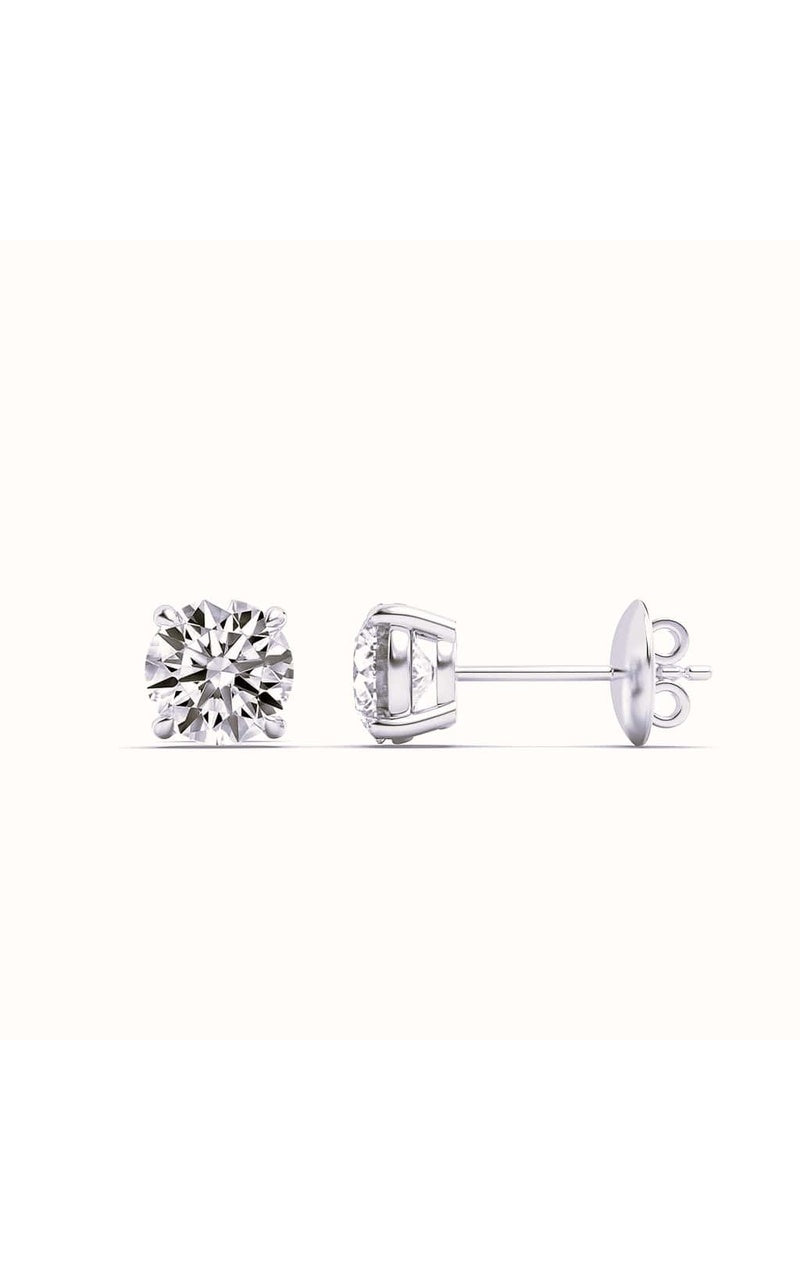 1CTW Round Shaped Lab Grown Diamond (F/VS) Earring in Silver
