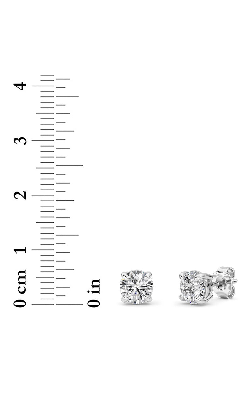 2CTW Round Shaped Lab Grown Diamond 4 Prong Stud Earrings in 14K Gold (F/VS)