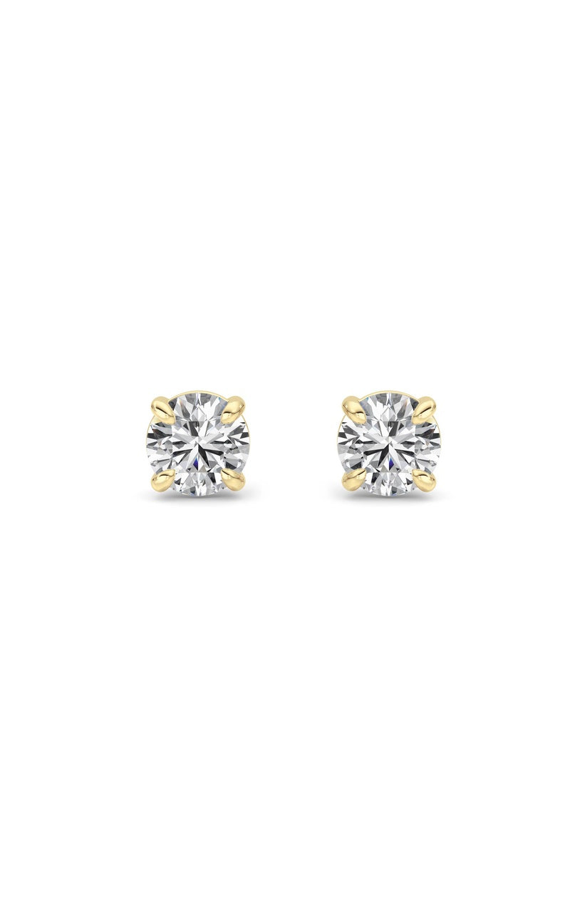 2CTW Round Shaped Lab Grown Diamond 4 Prong Stud Earrings in 14K Gold (F/VS)